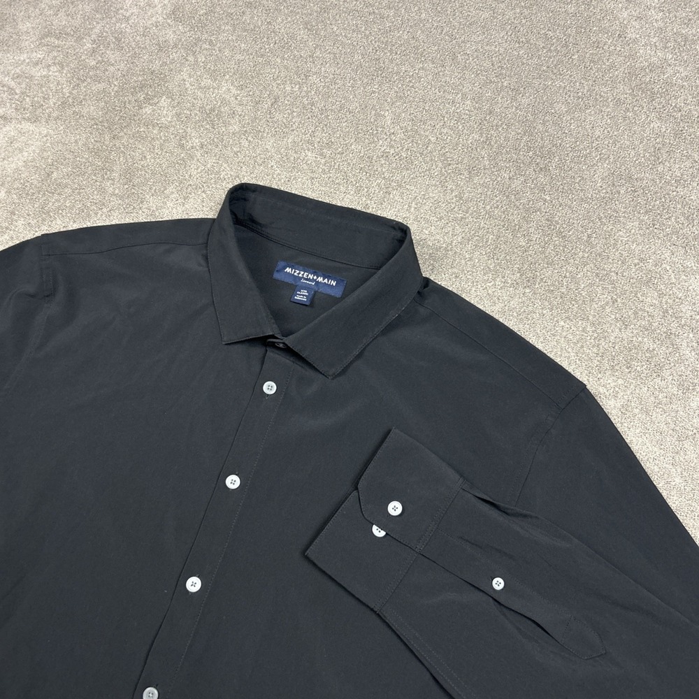 Mizzen Main Shirt Mens 2XL Classic Fit Performance Stretch Black Leeward Button